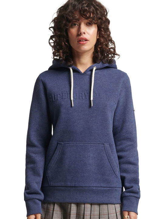 Superdry Γυναικείο Φούτερ με Κουκούλα Μπλε