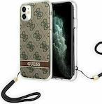 Guess 4G Print Strap Umschlag Rückseite Kunststoff Braun (iPhone 11) GUOHCN61H4STW