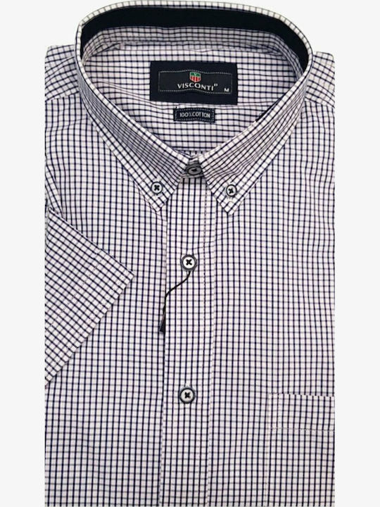Visconti Short-sleeved Shirt Checked Light Blue