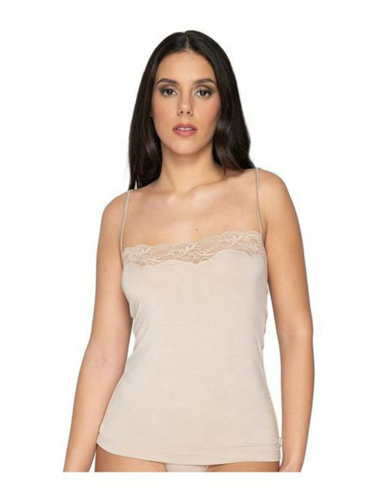 Women's T-Shirt with Spaghetti Strap Beige