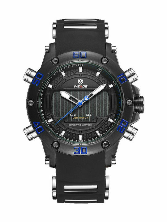 Weide Digital Herrenuhr 48mm Batterie mit Schwa...