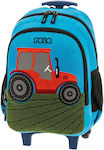 Polo Tracktor Σχολική Τσάντα Τρόλεϊ Νηπιαγωγείου σε Γαλάζιο χρώμα Μ25 x Π16 x Υ34εκ