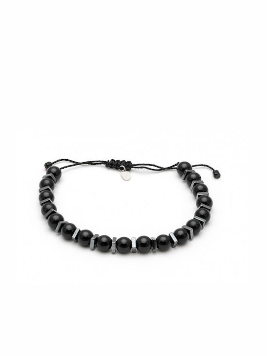 Men's macrame bracelet by LifeLikes, with black onyx and hematite stone code 02.13.101.101.204.2662