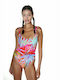 Kendall + Kylie One-Piece Swimsuit with Open Back Floral Red