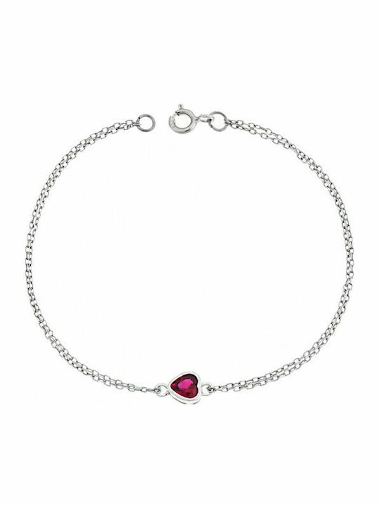 Senza Women's Bracelet Chain with design Heart made of Silver with Zircon