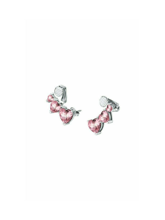 Chiara Ferragni Diamond Heart Σκουλαρίκια Καρφωτά Επιχρυσωμένα με Διαμάντι Ροζ