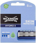 Wilkinson Sword Hydro 3 Capete de schimb cu 3 lame & Bandă lubrifiantă 8buc
