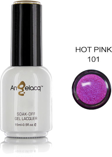 Angelacq Ημιμόνιμο Βερνίκι Νυχιών Perle Hot Pink 101 με Glitter 15ml