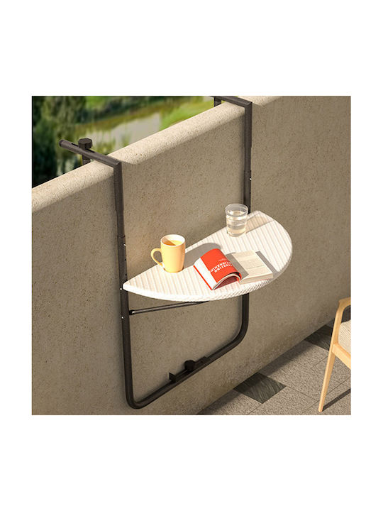 Auxiliary Outdoor Foldable Metal Table White 60x64x83.5cm