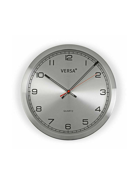 Versa Wall Clock Metallic Silver Ø35cm