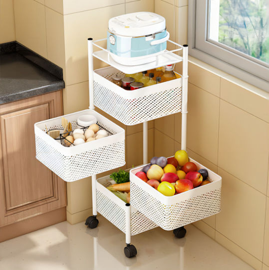 Next Next Metallic Kitchen Trolley 4 Tiers White 27x27x78.5cm
