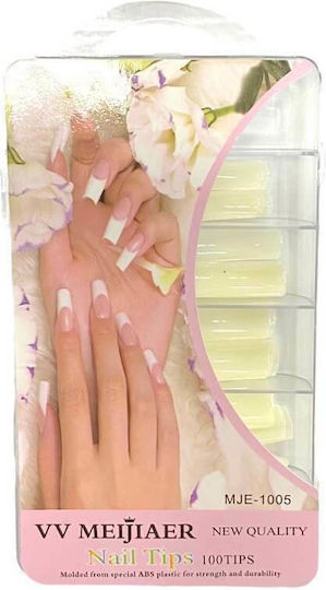 Nail Tips in Beige Color 100pcs MJE-1005-BW