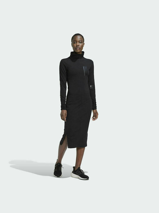 Adidas Mission Victory Midi Μακρυμάνικο Αθλητικό Φόρεμα Μαύρο