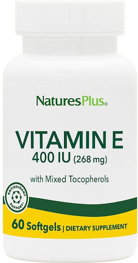 Nature's Plus Vitamin E Βιταμίνη για τo Δέρμα & Αντιοξειδωτική δράση 400iu 268mg 60 μαλακές κάψουλες