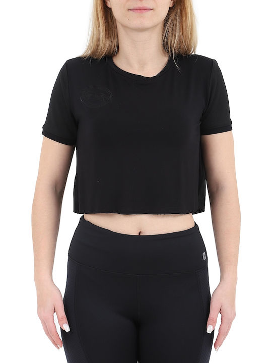 Freddy Damen Sportliches Crop Top Kurzarm Schwarz