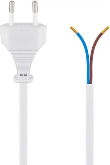 123led Καλώδιο Ρεύματος με Διατομή 2x0.75mm² σε Λευκό Χρώμα 1m