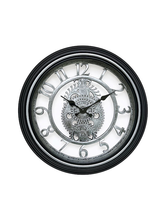 ArteLibre Ρολόι Τοίχου Πλαστικό Αντικέ Ασημί - Μαύρο 40.6cm