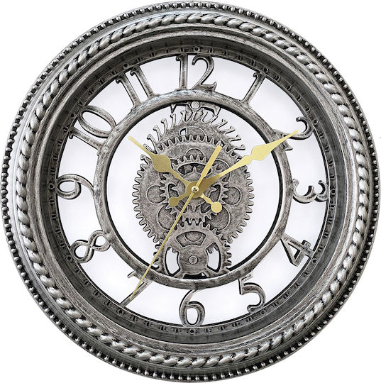 ArteLibre Античен стенен часовник Пластмаса Silver Ø30.5см
