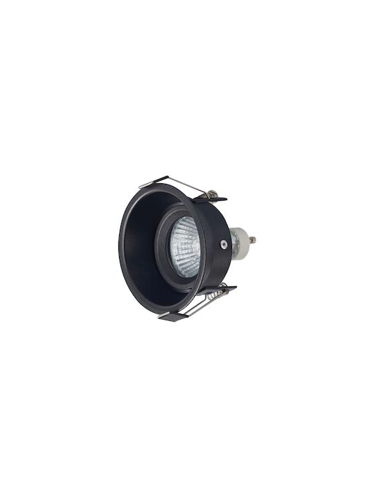 Inlight Χ0010 Στρογγυλό Μεταλλικό Χωνευτό Σποτ με Ντουί GU10 Μαύρο 5.5x5.5εκ. 1τμχ