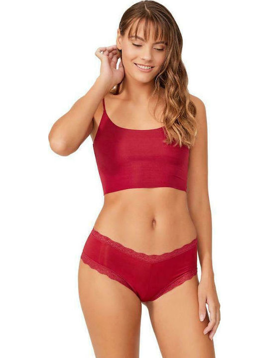 CottonHill Femeie Boxer cu Dantelă Burgundy