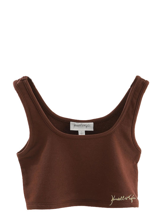 Kendall + Kylie Women's Summer Crop Top Cotton Sleeveless Brown