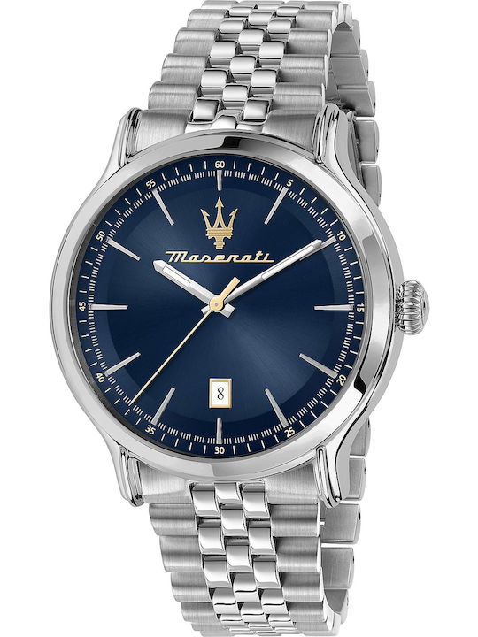 Maserati Epoca Herrenuhr 42mm Batterie mit Silber Metallarmband