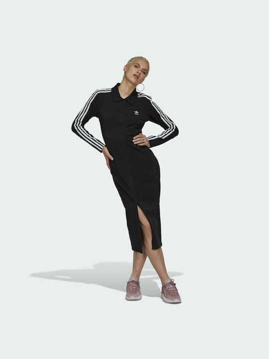 Adidas Midi All Day Φόρεμα Βαμβακερό Μαύρο