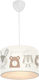 Freebox Kids Fabric Single Ceiling Light Cute Animals White 60W 30x20cm