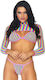 Leg Avenue Rainbow String & Crop Top Multicolour