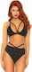 Leg Avenue Lurex Opaque Bra & Bottom Black