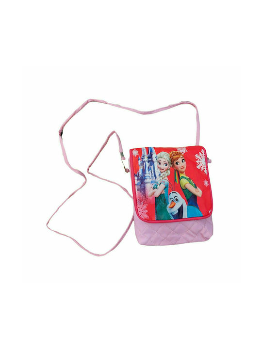 Παιδική τσάντα no3 Frozen χιαστί 17x18cm με 2 εσωτερικές θήκες δερματίνη ροζ