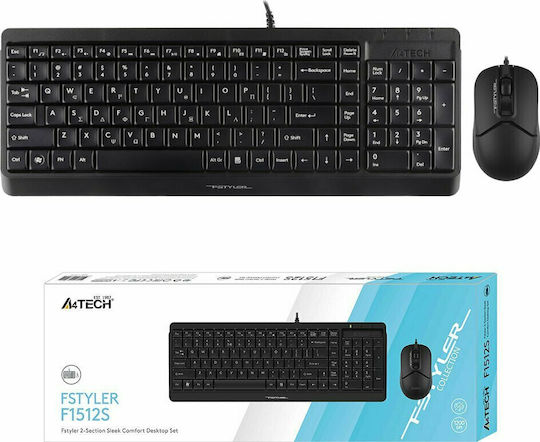 A4Tech Fstyler Combo F1512S Σετ Πληκτρολόγιο & Ποντίκι Ελληνικό