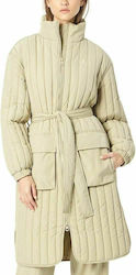 Calvin Klein Κοντό Γυναικείο Puffer Μπουφάν για Χειμώνα Μπεζ