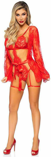 Leg Avenue Eyelash Lace Garter Teddy with G-String Back & Adjustable Strap