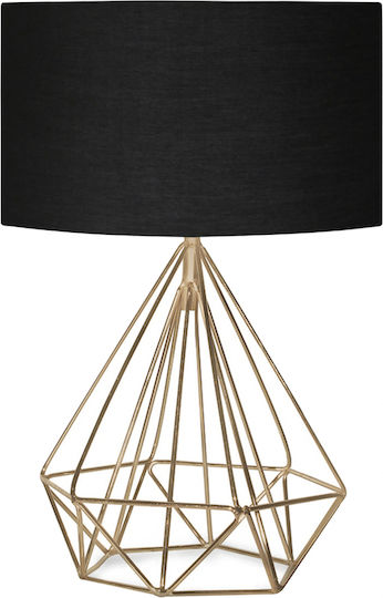 HomeMarkt Metal Table Lamp for Socket E27 with Black Shade and Gold Base