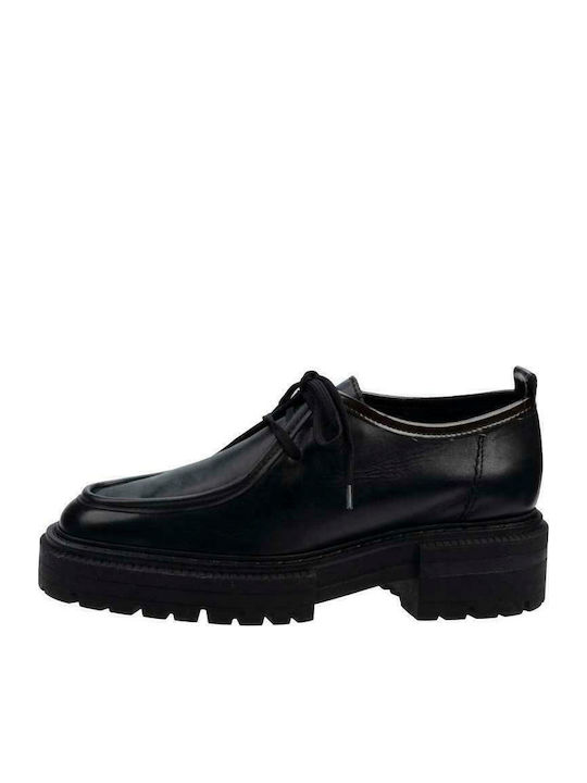 Δερμάτινα Γυναικεία Oxfords σε Μαύρο Χρώμα