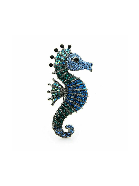 Broșă decorativă pentru femei Hippocampus albastru - 4477