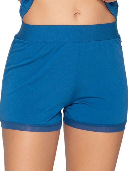 Luna Sommer Baumwolle Damen Pyjama-Shorts Blau