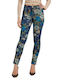 Guess Damen Stoff Hose in Enger Passform Blumen Blau