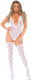 Leg Avenue Lace Deep-V Teddy & Stockings Sexy Dessous-Set Weiß 3003-4640