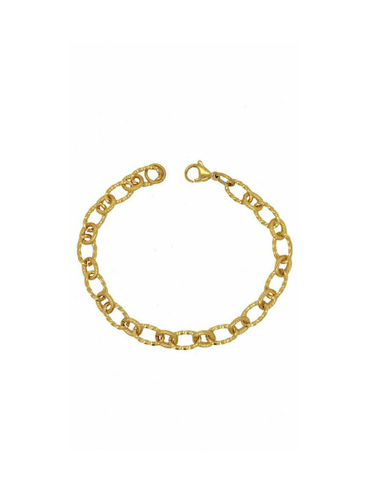 Mertzios.gr Chain Hand from Steel Gold-plated Wide Thickness 6.9mm and Length 21cm