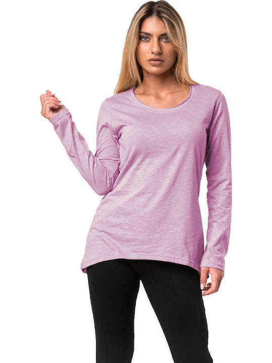 Bodymove Damen Sport Bluse Langärmelig Flieder