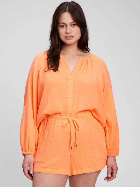 GAP Women's Monochrome Long Sleeve Shirt Orange