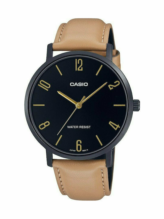 Casio Ceas Barbati 46mm Baterie cu Curea din Piele Bej