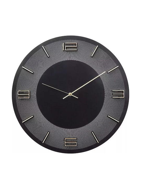 Ρολόι Τοίχου Leonardo Μαύρο-Χρυσό Αλουμίνιο Ø48.5 εκ. 48.5x44685x48.5εκ