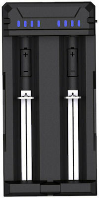 XTAR FC2 USB Φορτιστής 2 Μπαταριών Li-ion/Ni-Cd/Ni-MH Μεγέθους AA/AAA/18650/21700/16340