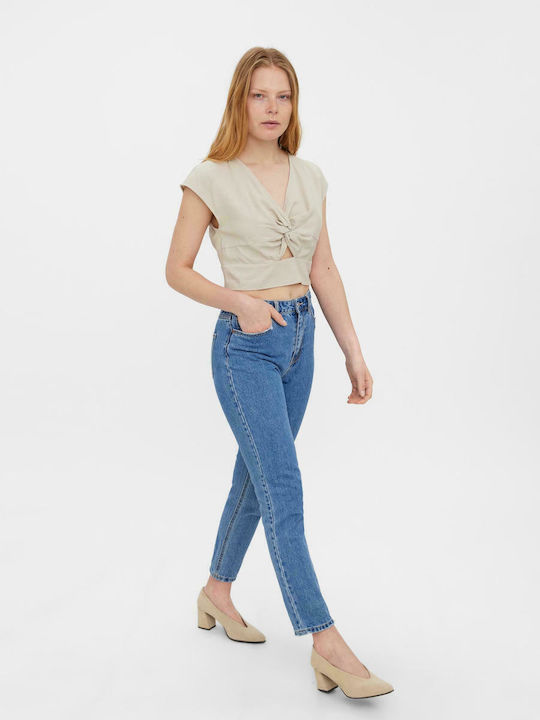 Vero Moda Women's Summer Crop Top Linen Short S...