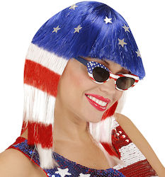 Miss America Αποκριάτικη Περούκα Ίσια Πολύχρωμη