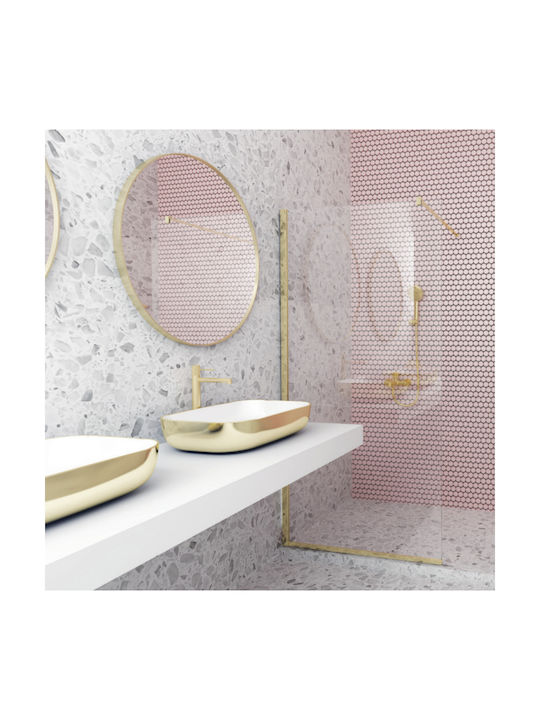 Orabella Serena Shower Screen for Shower 70x185cm Clean Glass Gold Brushed