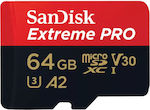 Sandisk Extreme Pro microSDXC 64ГБ U3 V30 A2 UHS-I с адаптер